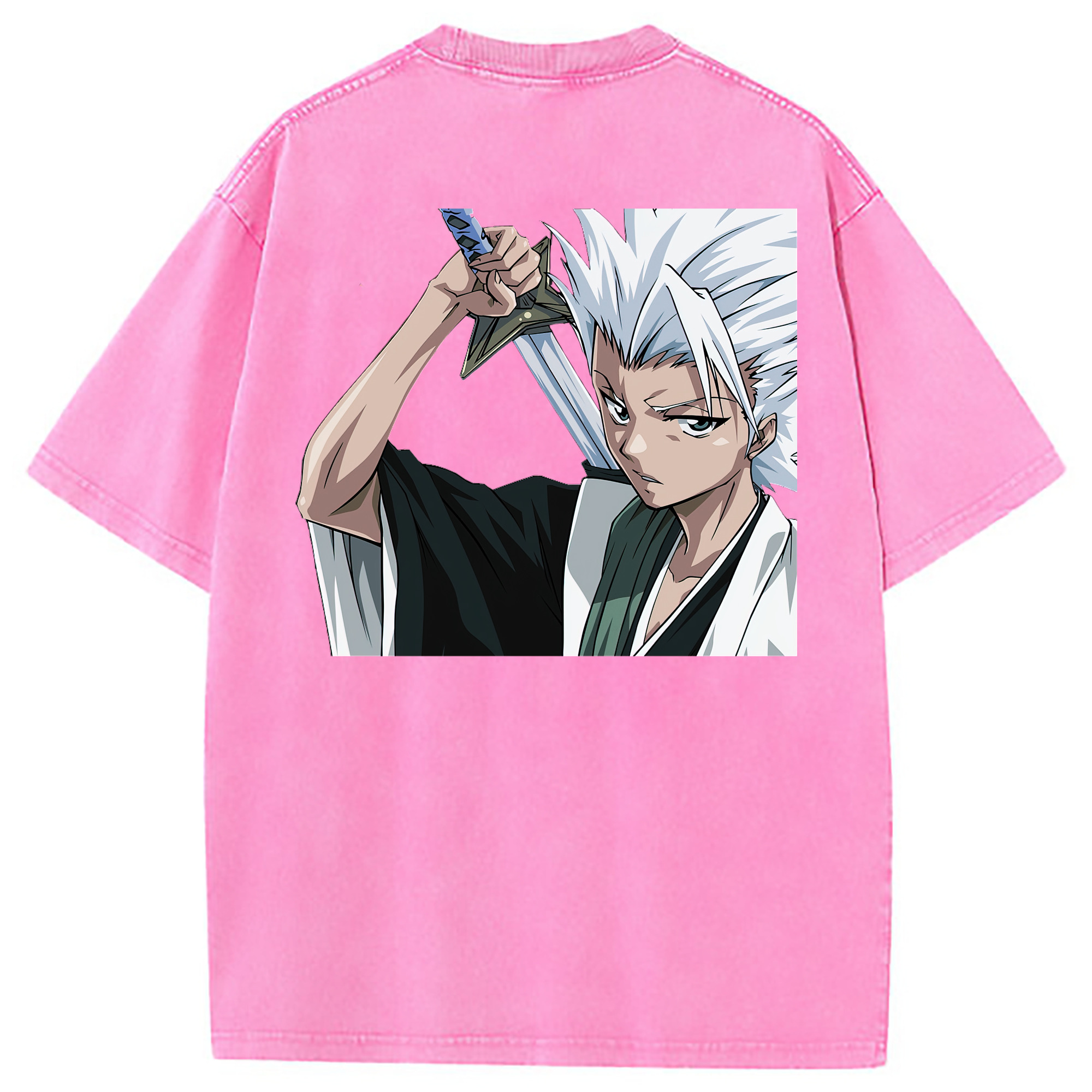（画像用） ブリーチ 日番谷冬獅郎（ひつがや とうしろう） BLEACH Hitsugaya Toushirou 綿100% ヴィンテージ風 半袖Tシャツ（背面プリント）
